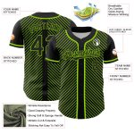 Personalized 3D Pattern Black and Neon Green Diagonal Stripes Baseball Jersey with Custom Name and Number Personalized Black