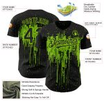 Personalized 3D Dripping Splatter Art Baseball Jersey in Black Neon Green - Custom Team Name and Number Personalized Black