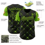 Customizable 3D Pattern Baseball Jersey with Geometric Halftone Dots - Personalized Neon Green and Black Team Jersey with Name & Number