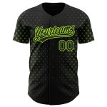 Custom Name and Number Baseball Jersey - Personalized Black Neon Green 3D Geometric Stars Design Personalized Black Neon