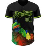 Personalized 3D Pattern Black Neon Green Holi Festival Color Powder Authentic Baseball Jersey Personalized Black Neon Green