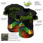 Personalized 3D Pattern Black Neon Green Holi Festival Color Powder Authentic Baseball Jersey Personalized Black Neon Green