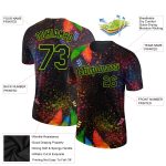 Personalized Holi Festival Color Powder T-Shirt - Black Neon Green 3D Pattern Design Personalized Black Neon Green 3D Pattern