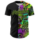 Custom Name Number 3D Pattern Rave Monster Baseball Jersey Black Neon Green Personalized Black Neon Green 3D Pattern Design