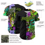 Custom Name Number 3D Pattern Rave Monster Baseball Jersey Black Neon Green Personalized Black Neon Green 3D Pattern Design