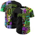 Custom Name Number 3D Pattern Rave Monster Baseball Jersey Black Neon Green Personalized Black Neon Green 3D Pattern Design