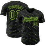 Personalized 3D Black Neon Green Slant Lines Baseball Jersey Custom Name & Number Personalized Black Neon Green 3D Pattern
