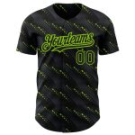 Personalized 3D Black Neon Green Slant Lines Baseball Jersey Custom Name & Number Personalized Black Neon Green 3D Pattern