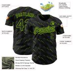 Personalized 3D Black Neon Green Slant Lines Baseball Jersey Custom Name & Number Personalized Black Neon Green 3D Pattern