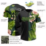 Custom Name Number Hawaii Tropical Palm Leaves Orchid Black Neon Green Unisex Softball Jersey 3D Pattern Two-Button Personalized