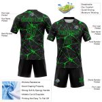 Personalized Neon Green Black Abstract Volleyball Jersey Uniform for Sublimation Personalized Black Neon Green Abstract Network
