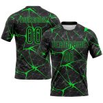 Personalized Neon Green Black Abstract Volleyball Jersey Uniform for Sublimation Personalized Black Neon Green Abstract Network