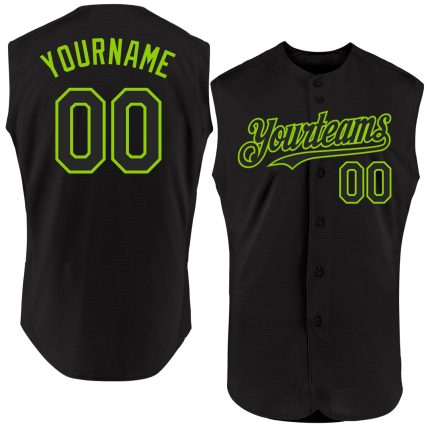 Personalized Authentic Black Neon Green Baseball Jersey with Custom Name & Number - Sleeveless Team Apparel Personalized