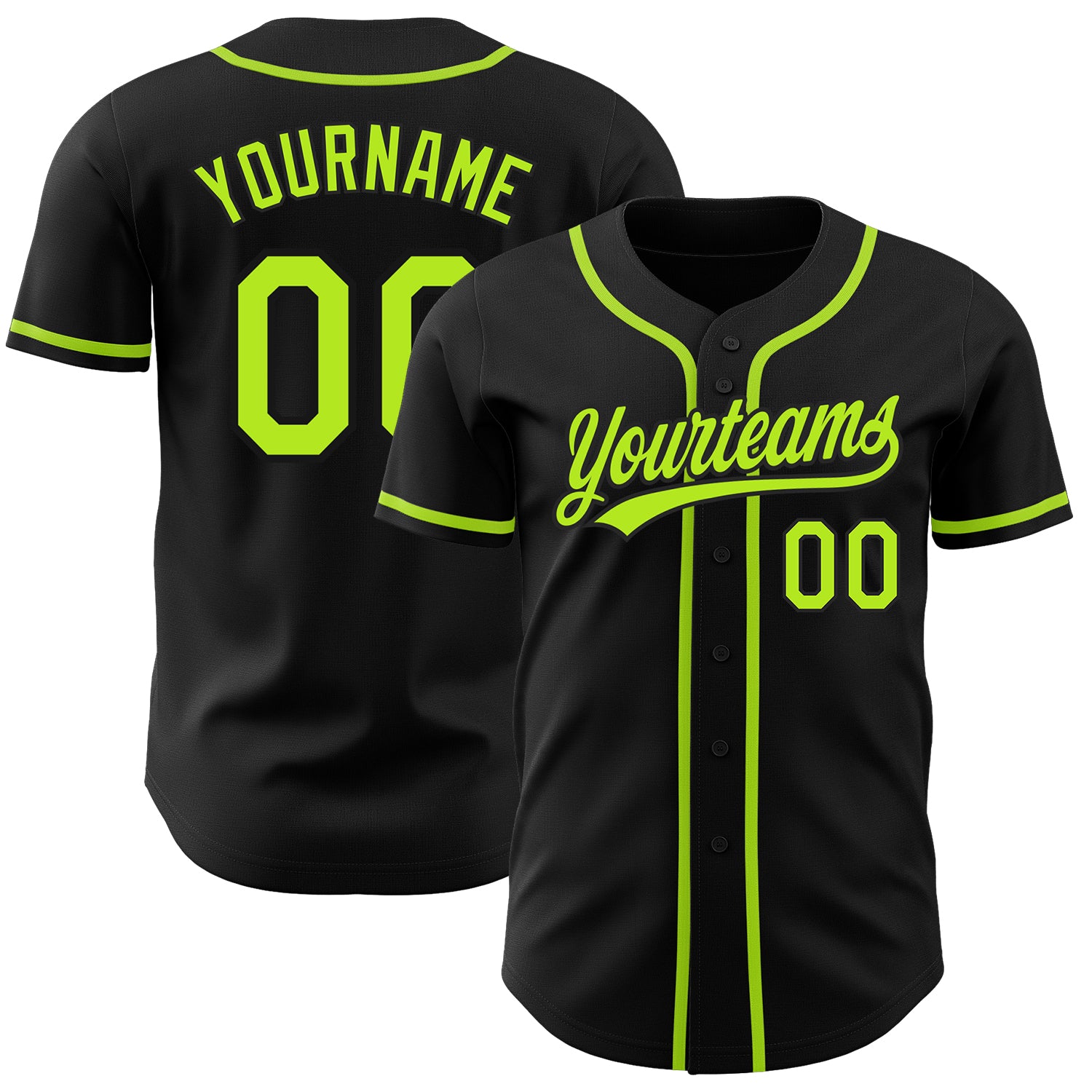 Personalized Baseball Jersey in Black and Neon Green for Custom Sports Wear Personalized Black Neon Green Baseball Jersey