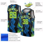 Custom Black Green-Blue Neon 3D Geometric Basketball Jersey for Men Personalized Black Neon Green-Blue 3D Geometric Shapes