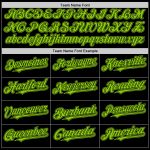 Personalized Bomber Hoodie Jacket Black Neon Green Full-Snap Varsity Letterman Personalized Black Neon Green Bomber Full-Snap