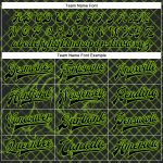 Custom Black Neon Green Check Tiger 3D Pattern Varsity Letterman Bomber Jacket with Personalized Name and Number Personalized