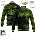 Personalized Neon Green Black Halftone Varsity Letterman Bomber Jacket 3D Full-Snap Personalized Black Neon Green Halftone