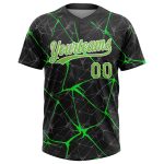 Personalized 3D Softball Jersey in Black Neon Green Kelly Green, Unisex, Two-Button Design Personalized Black Neon Green-Kelly