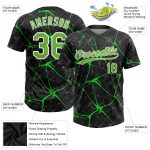 Personalized 3D Softball Jersey in Black Neon Green Kelly Green, Unisex, Two-Button Design Personalized Black Neon Green-Kelly