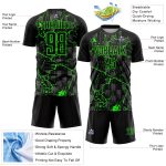 Personalized Neon Green Lightning Soccer Jersey - Black Sublimation Uniform Personalized Black Neon Green Lightning Sublimation