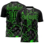 Personalized Black Neon Green Lightning Soccer Jersey with Custom Name and Number - Team Uniform Personalized Black Neon