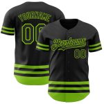 Custom Name and Number Black Neon Green Line Baseball Jersey - Personalized Team Jersey Personalized Black Neon Green Line