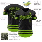 Personalized Black Neon Green Baseball Jersey - Customizable Sports Apparel Personalized Black Neon Green Line Baseball Jersey