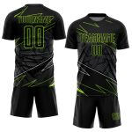 Personalized Soccer Uniform Jersey with Black Neon Green Lines Design Personalized Black Neon Green Lines Sublimation Soccer