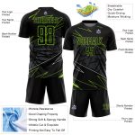 Personalized Soccer Uniform Jersey with Black Neon Green Lines Design Personalized Black Neon Green Lines Sublimation Soccer