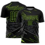 Custom Sublimation Soccer Uniform Jersey with Personalized Name and Number in Black Neon Green Lines Personalized Black Neon