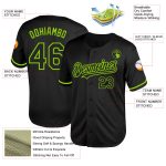 Custom Neon Green Black Baseball Jersey with Personalized Name and Number - Authentic Throwback Style Personalized Black