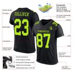 Custom Black Neon Green Football Jersey - Personalized Mesh Sports Apparel Personalized Black Neon Green Mesh Football Jersey