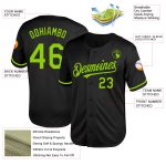 Personalized Neon Green Black Mesh Baseball Jersey for Men Women 2 Personalized Black Neon Green Mesh Throwback Baseball
