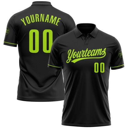 Personalized Performance Vapor Golf Polo Shirt - Black Neon Green Stylish Design Personalized Black Neon Green Performance