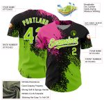 Personalized 3D Abstract Brush Stroke Baseball Jersey in Black Neon Green-Pink Personalized Black Neon Green-Pink 3D Abstract