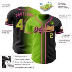 Personalized Black Neon Green Pink Gradient Baseball Jersey for Fashion Enthusiasts Personalized Black Neon Green-Pink Gradient