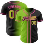 Personalized Black Neon Green Pink Gradient Baseball Jersey for Fashion Enthusiasts Personalized Black Neon Green-Pink Gradient