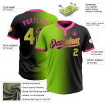 Custom Name and Number Personalized Neon Green-Pink Gradient Softball Jersey Unisex Two-Button Fashion Design Personalized