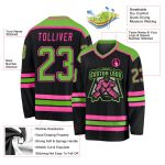 Custom Black Neon Green and Pink Hockey Jersey Personalized Sportswear Personalized Black Neon Green-Pink Hockey Jersey