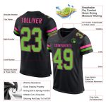 Personalized Neon Green Pink Black Football Jersey - Custom Mesh Team Jersey Personalized Black Neon Green-Pink Mesh Football