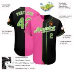Personalized Black Neon Green and Pink Fashion Baseball Jersey Personalized Black Neon Green-Pink Split Fashion Baseball