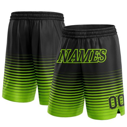 Custom Neon Green Pinstripe Basketball Shorts with Name & Number - Personalized Fashion Team Apparel Personalized Black Neon