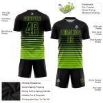 Custom Soccer Uniform Jersey with Personalized Name and Number - Black Neon Green Pinstripe Fade Fashion Design Personalized