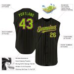 Custom Neon Green Pinstripe Baseball Jersey - Personalized Light Blue Authentic Sleeveless with Name & Number Personalized