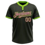 Custom Name and Number Black Neon Green Pinstripe Softball Jersey Unisex Two-Button Medium Pink Personalized Black Neon Green