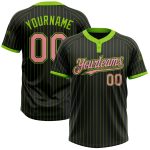 Custom Name and Number Black Neon Green Pinstripe Softball Jersey Unisex Two-Button Medium Pink Personalized Black Neon Green