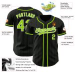 Personalized Neon Green Pinstripe Baseball Jersey Custom Name and Number, Authentic Team Design Personalized Black Neon Green