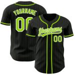 Personalized Neon Green Pinstripe Baseball Jersey Custom Name and Number, Authentic Team Design Personalized Black Neon Green
