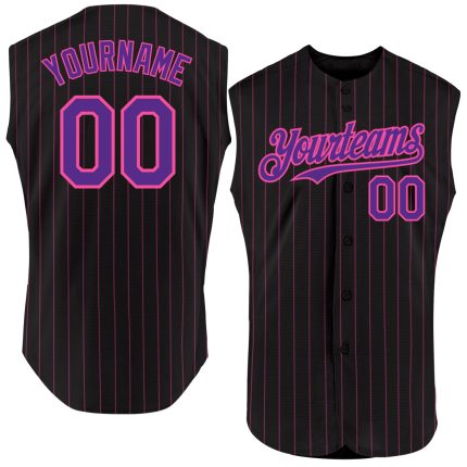Custom Personalized Sleeveless Baseball Jersey - Black Neon Green Pinstripe with Name & Number Personalized Black Neon Green